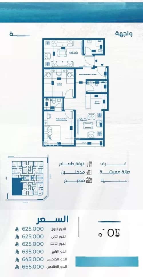 Apartment 964.5 SQM with 3 Bedrooms Al Ruwase, South Jeddah, Jeddah