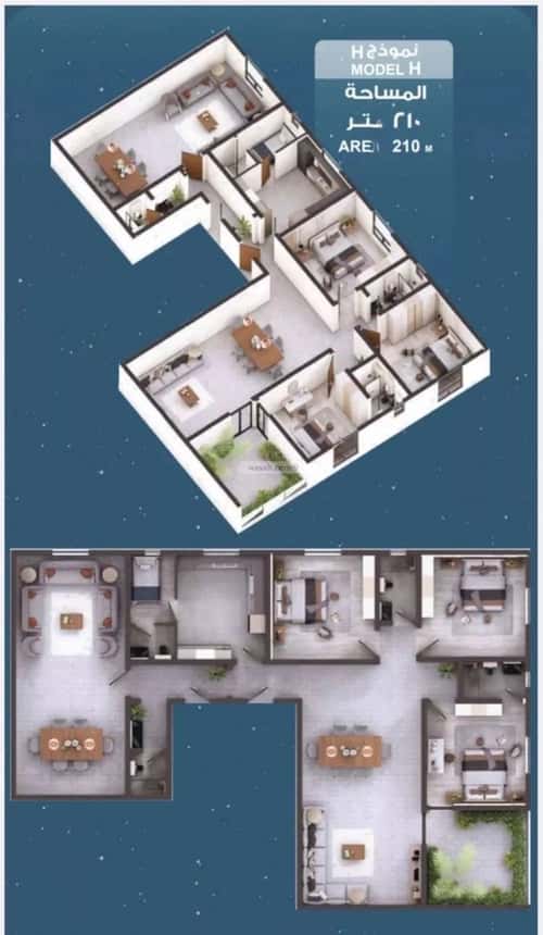 Apartment 1055 SQM with 4 Bedrooms Al Hamrah, North Jeddah, Jeddah