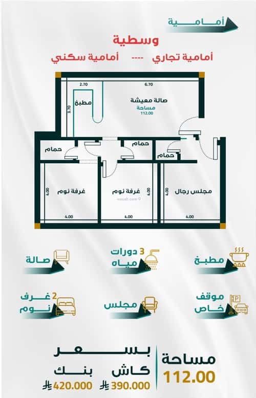 Apartment 1666.35 SQM with 3 Bedrooms Al Faiha|A, South Jeddah, Jeddah
