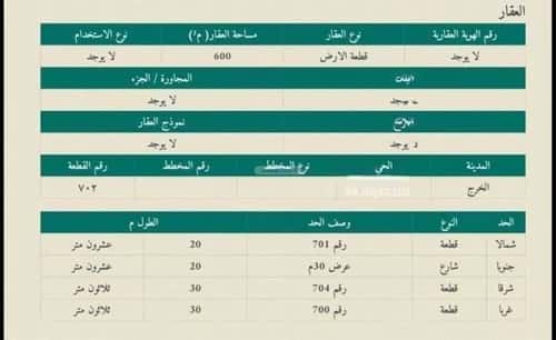 أرض 600 متر مربع جنوبية على شارع 30م اليرموك، الخرج
