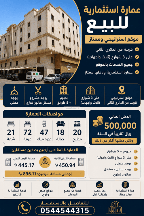 عمارة 450.94 متر مربع واجهة ثلاثة الراية، المدينة المنورة