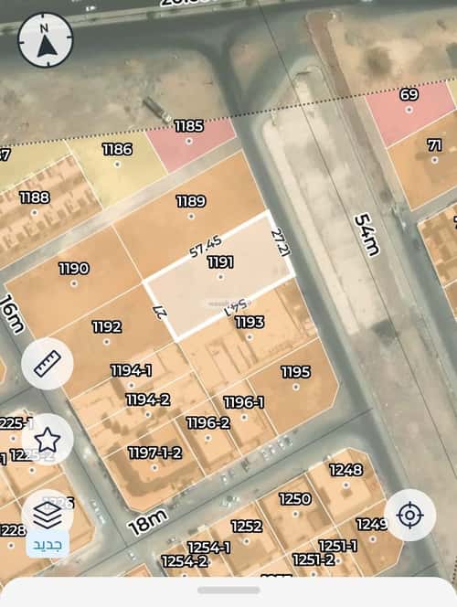 أرض 1505.62 متر مربع شرقية على شارع 54م الرانوناء، المدينة المنورة