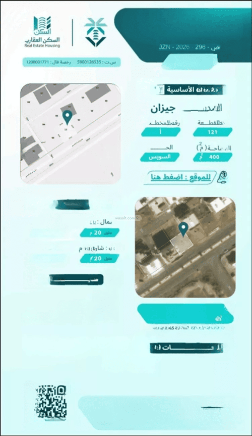 Land 400 SQM Facing South Al Suwais 1, Jazan