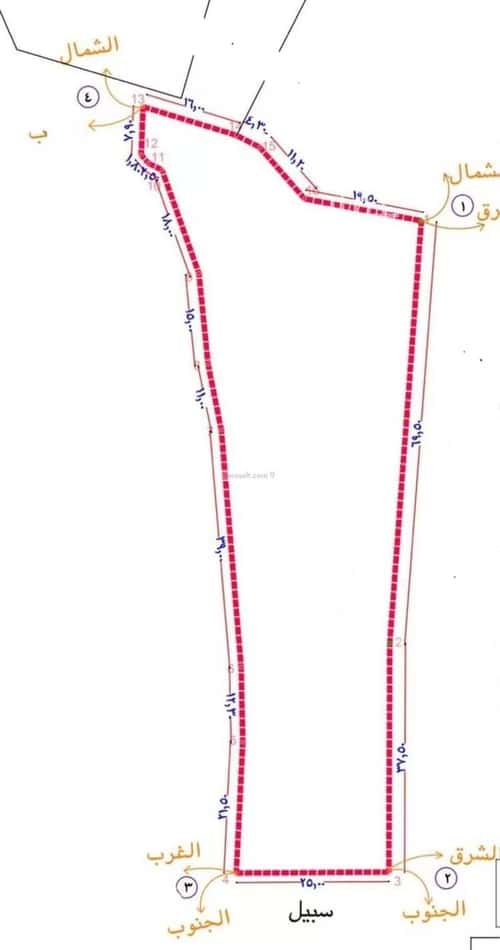 Land 3337 SQM Facing North on 7m Width Street The Robouh, Abha