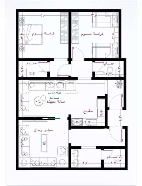 Apartment 2250 SQM with 3 Bedrooms Al Rayaan, East Jeddah, Jeddah