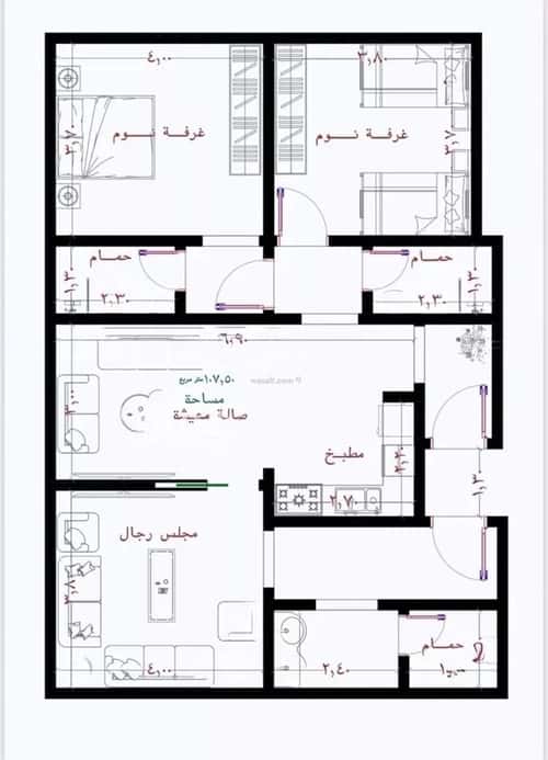 Apartment 2250 SQM with 3 Bedrooms Al Rayaan, East Jeddah, Jeddah