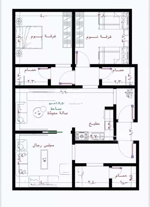 Apartment 2250 SQM with 3 Bedrooms Al Rayaan, East Jeddah, Jeddah