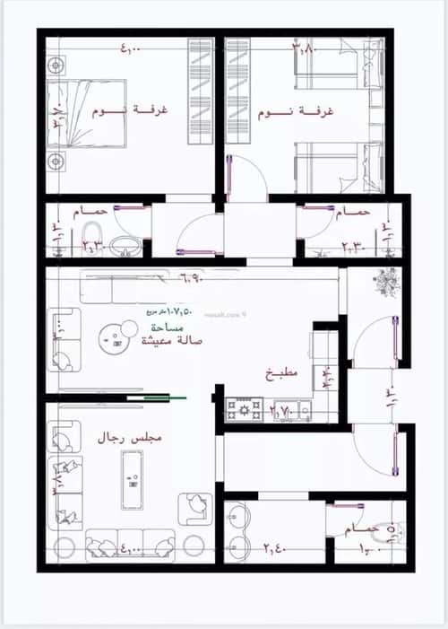 شقة 2250 متر مربع ب 3 غرف الريان، شرق جدة، جدة