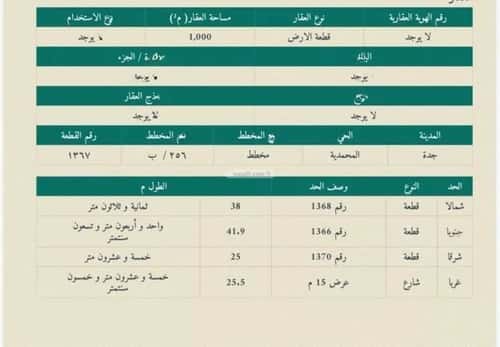أرض 1000 متر مربع غربية على شارع 15م المحمدية، شمال جدة، جدة