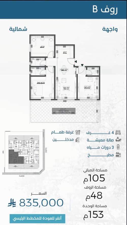 شقة ب 4 غرف الرويس، جنوب جدة، جدة