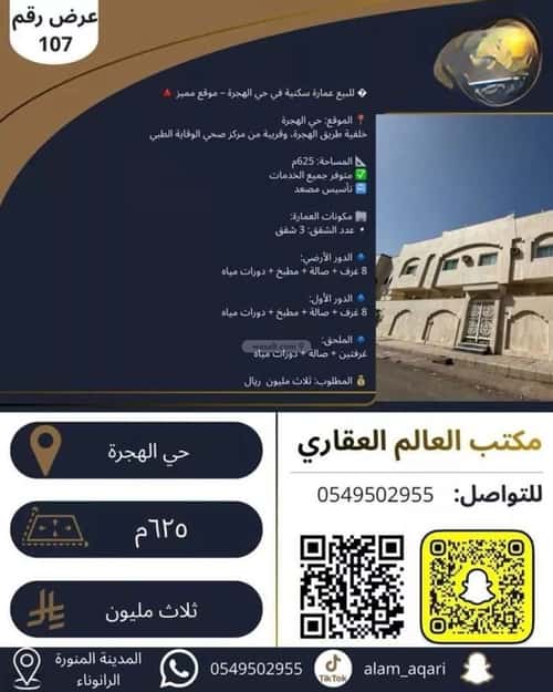 Building 625 SQM Facing South Hay Al-Qaswa, Madinah