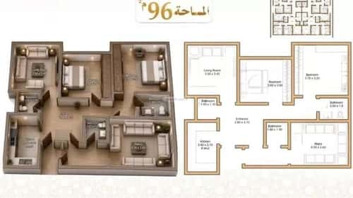 Apartment 98.2 SQM with 3 Bedrooms Bathaakorish, Makkah Al Mukarramah