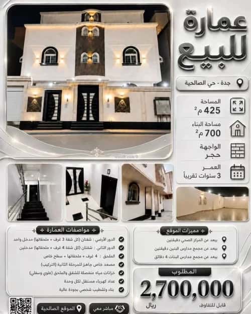 عمارة 404.25 متر مربع واجهة جنوبية الصالحية، شرق جدة، جدة