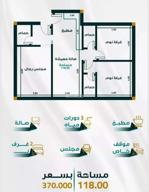 Apartment 1666.35 SQM with 3 Bedrooms Al Faiha|A, South Jeddah, Jeddah