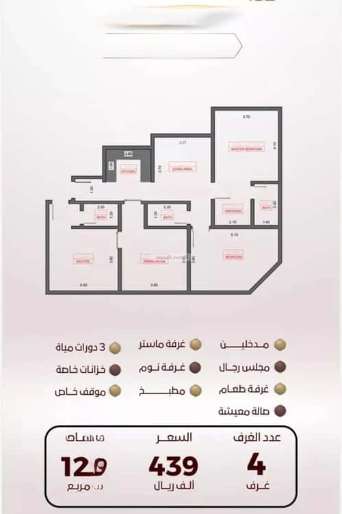Apartment 625.5 SQM with 4 Bedrooms Al Wahah, East Jeddah, Jeddah