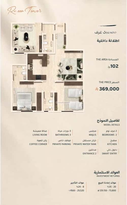 Apartment 128.69 SQM with 3 Bedrooms Al Faiha|A, South Jeddah, Jeddah