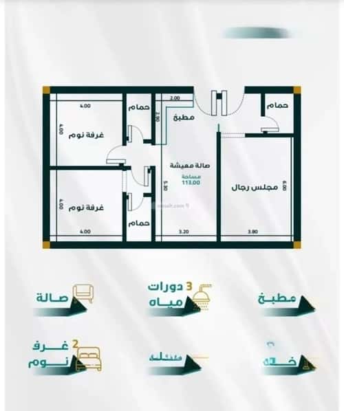 شقة 1666.35 متر مربع ب 3 غرف الفيحاء، جنوب جدة، جدة