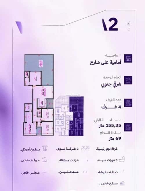 Apartment 702.1 SQM with 4 Bedrooms Al Marwah, North Jeddah, Jeddah