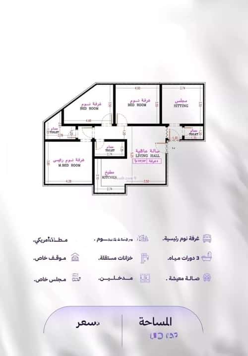 Apartment 702.1 SQM with 4 Bedrooms Al Marwah, North Jeddah, Jeddah
