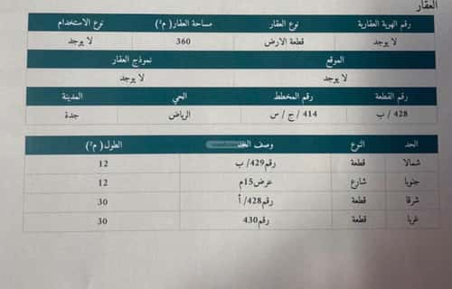 أرض 360 متر مربع جنوبية على شارع 15م الرياض، شمال جدة، جدة