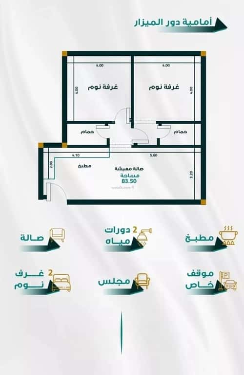 شقة 1666.35 متر مربع بغرفتين الفيحاء، جنوب جدة، جدة