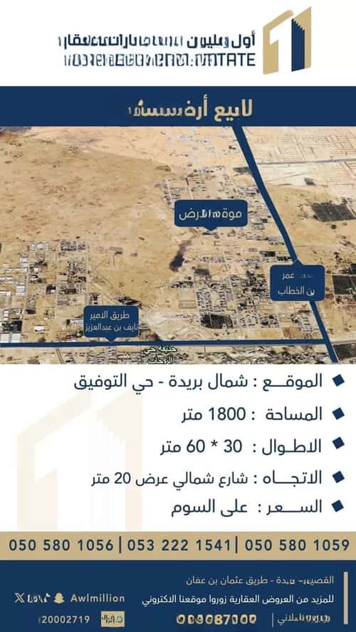 Land 1800 SQM Facing North on 20m Width Street The Light, Bariduh