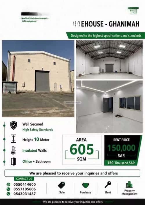 Warehouse for Rent Al-Ghanamiyah, South Riyadh, Riyadh
