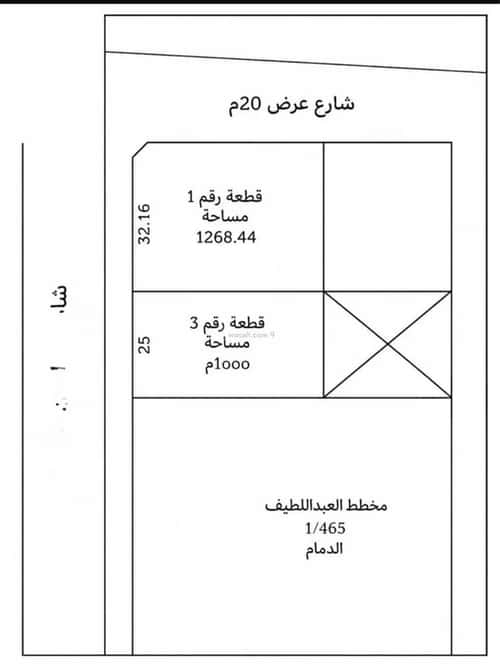 Land 1268.44 SQM Facing South East on 60m Width Street Al Wahah, Aldammam