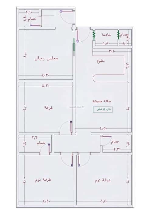 شقة 139.18 متر مربع ب 4 غرف الجامعة، جنوب جدة، جدة