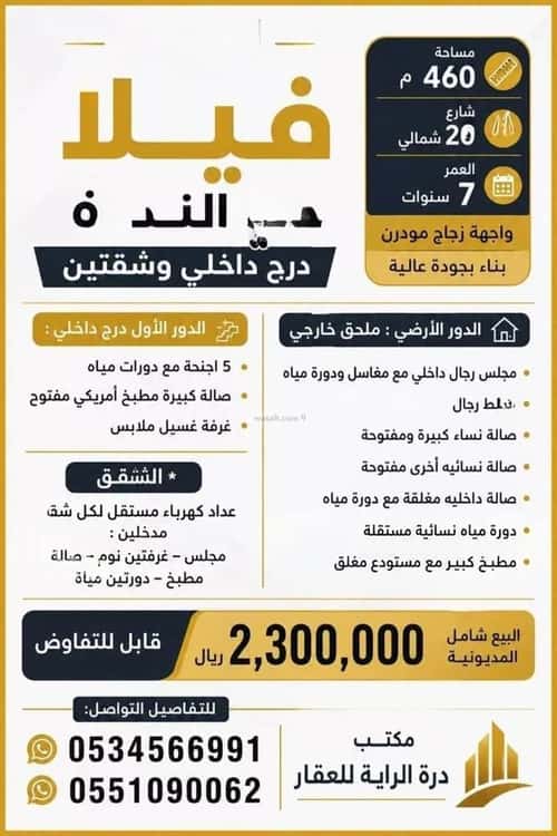 فيلا 450 متر مربع شمالية على شارع 20م الندوة، شرق الرياض، الرياض