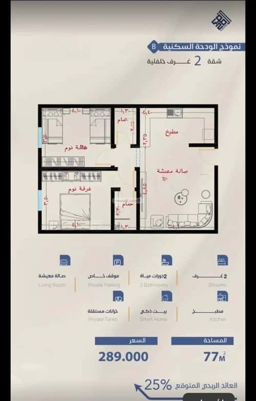 Apartment 900 SQM with 2 Bedrooms Al Swaryee, North Jeddah, Jeddah