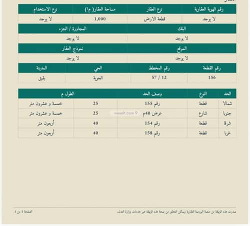 أرض 1000 متر مربع جنوبية على شارع 40م الجويه، بقيق