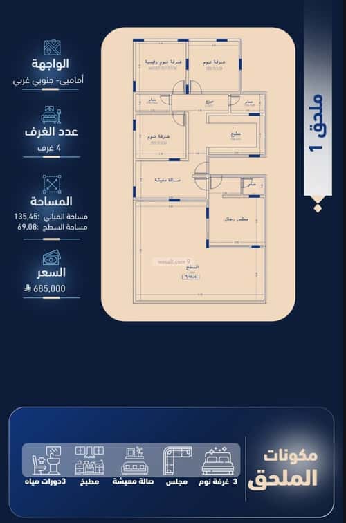 شقة ب 4 غرف الربوة، شمال جدة، جدة