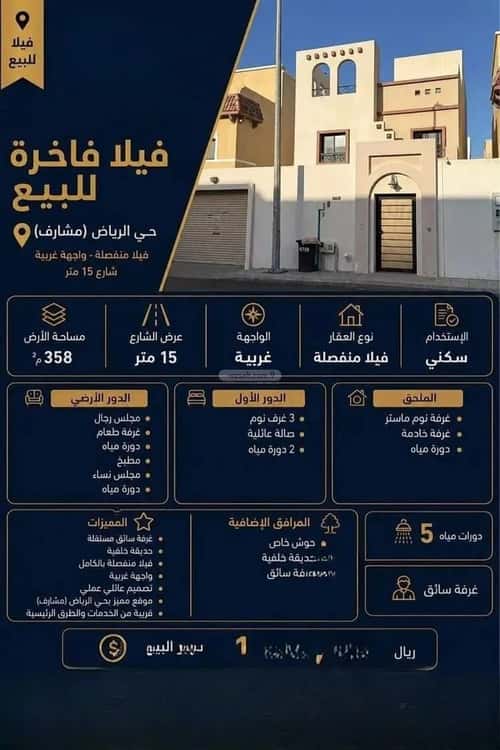 Villa 358.5 SQM Facing West on 15m Width Street Al-Riyadh, North Jeddah, Jeddah