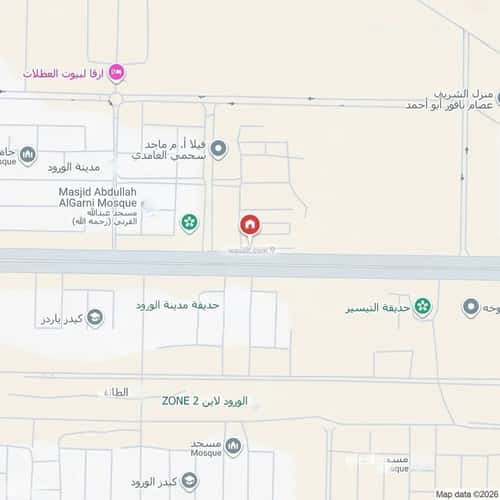 أرض 839.12 متر مربع جنوبية على شارع 70م الورود، الطائف