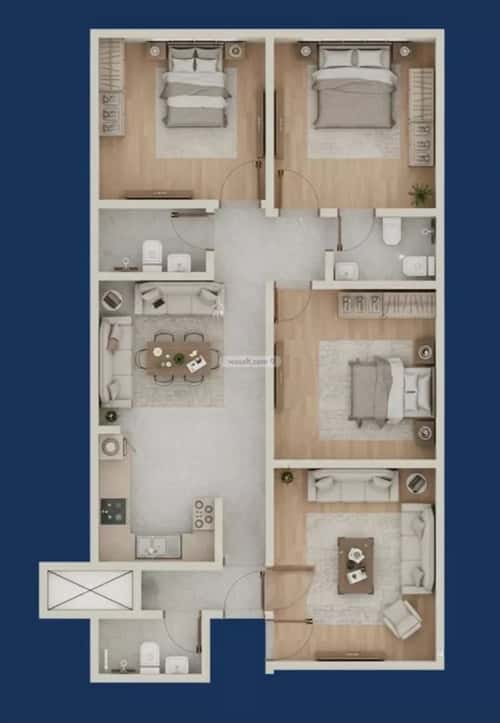Apartment 95.84 SQM with 4 Bedrooms Al-Wisam, North Jeddah, Jeddah