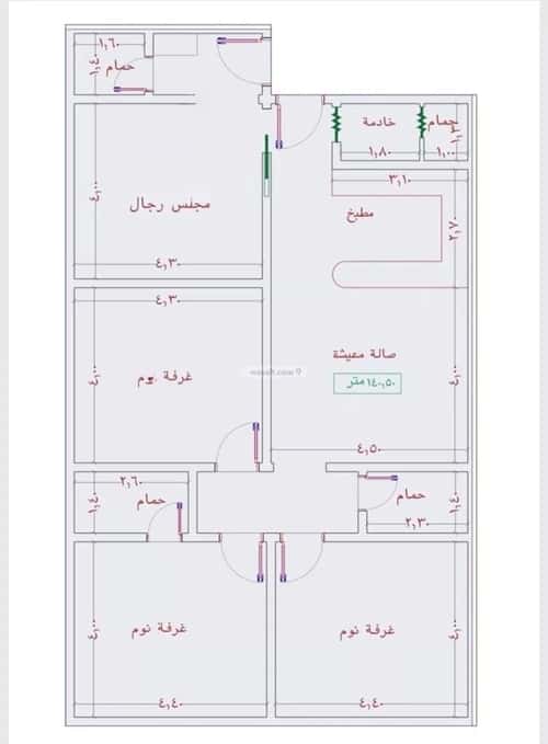 شقة 139.18 متر مربع ب 4 غرف الجامعة، جنوب جدة، جدة