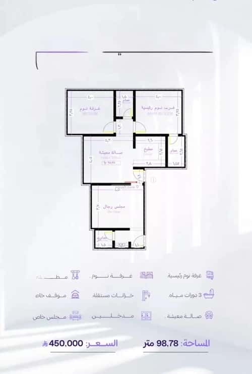 Apartment 859.65 SQM with 3 Bedrooms Obhur Al Janoubeyyah, North Jeddah, Jeddah