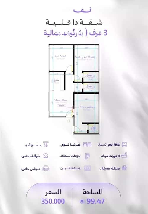 Apartment 640 SQM with 3 Bedrooms Al Marwah, North Jeddah, Jeddah