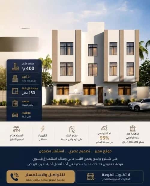 عمارة 400 متر مربع واجهة شمالية ظهرة لبن، غرب الرياض، الرياض