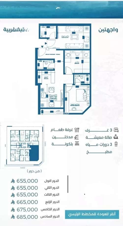 Apartment 964.5 SQM with 3 Bedrooms Al Ruwase, South Jeddah, Jeddah