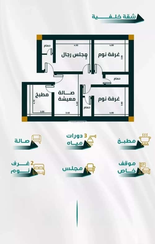 شقة 1666.35 متر مربع ب 3 غرف الفيحاء، جنوب جدة، جدة