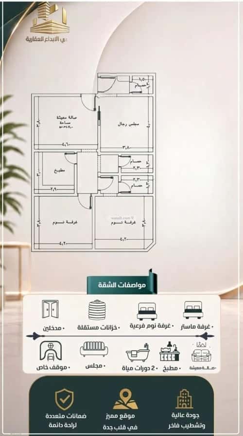 Apartment 700 SQM with 3 Bedrooms Al Nuzha, North Jeddah, Jeddah