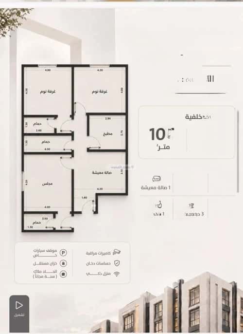 Apartment 125.56 SQM with 3 Bedrooms Al Zahrah, North Jeddah, Jeddah