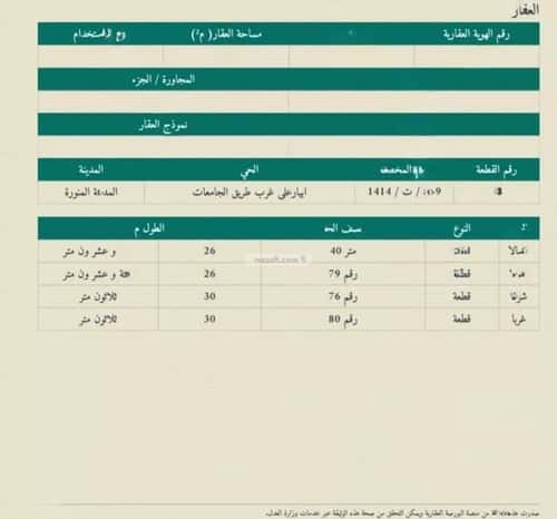Land 780 SQM Facing North on 40m Width Street Al Difa'A, Madinah