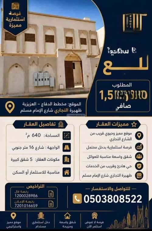 Building 640 SQM Facing South Al Difa'A, Madinah