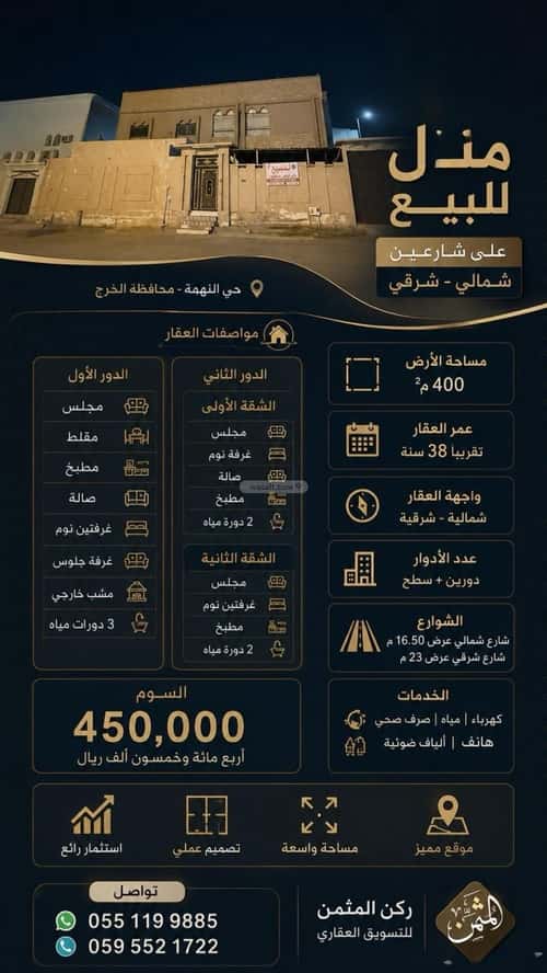 Building 400 SQM Facing North An Nahdah, Al Kharj