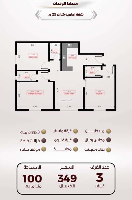 Apartment 625.5 SQM with 3 Bedrooms Al Wahah, East Jeddah, Jeddah