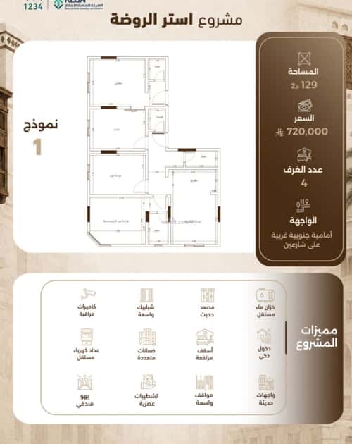 Apartment 524.5 SQM with 4 Bedrooms Al Rawdhah, North Jeddah, Jeddah