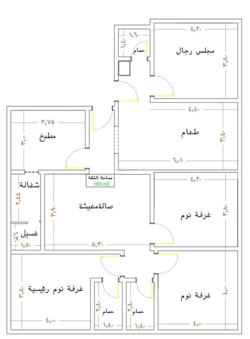 Apartment 153.78 SQM with 5 Bedrooms Al Nuzha, North Jeddah, Jeddah